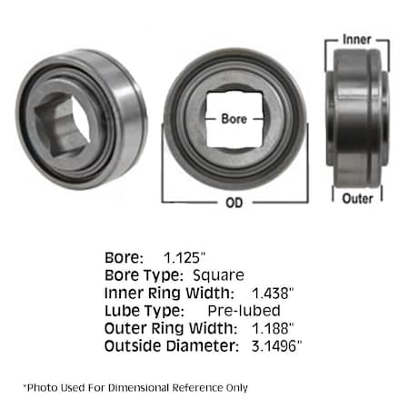 Aftermarket AA14878 Tractor PreLube Cylindrical Disc Bearing Square Bore 9C16 DC208TT8 W208PP8-IMP